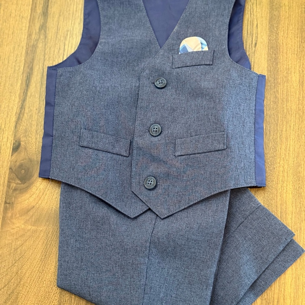 Kids Navy Blue Vest Set